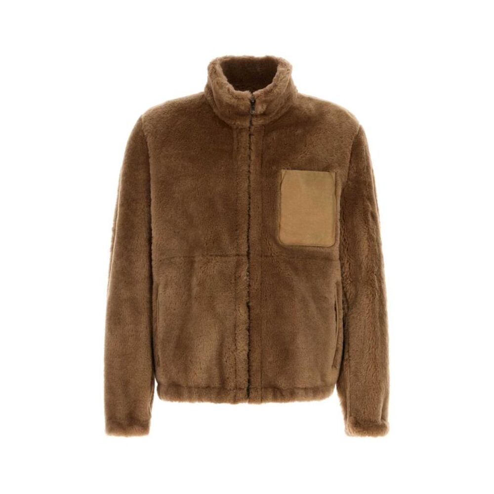 Santoro Men Camel Shearling Reversible Jacket